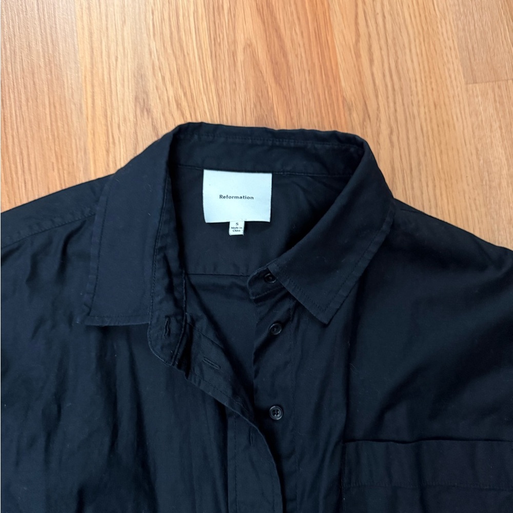 Reformation Eli Oversized Black Button-Down Shirt - Picture 2 of 6